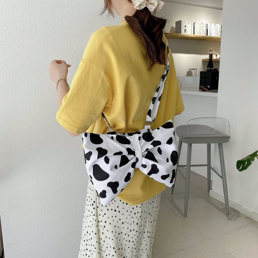 Fashion Large Bow Shoulder Bag For Girls Cute Cow Print Crossbody Bags Women Lovely Shopping Bags - ETXBOUTIQUE 
